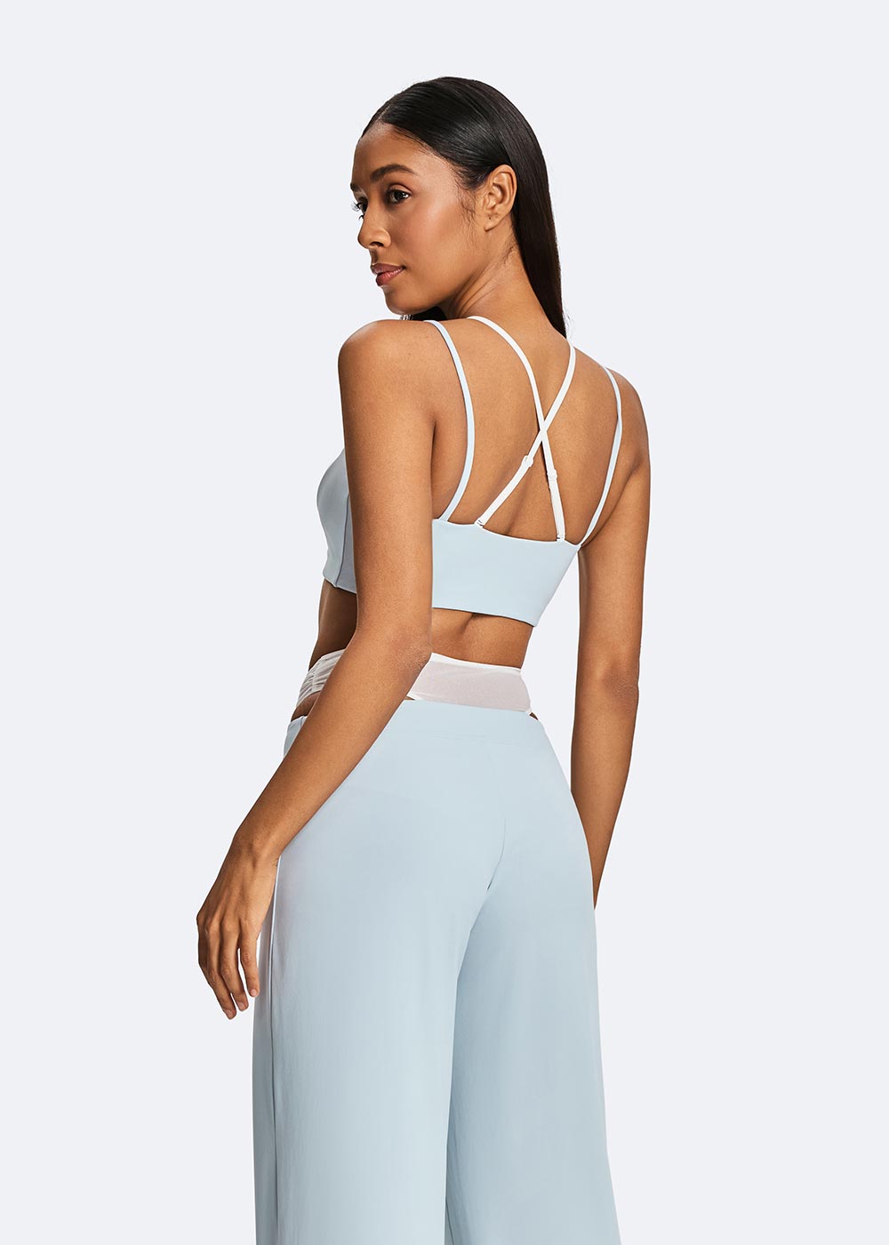 Pleated Color-blocking Bra Close-up on the left back side