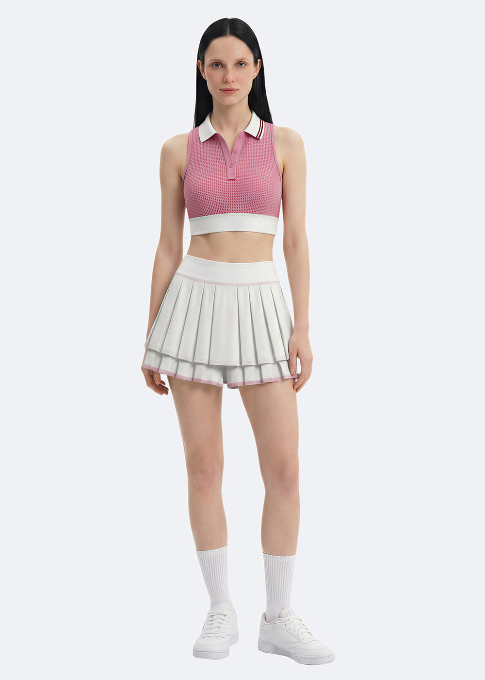 Tennis Polo Crop Top Skirt 2 Pieces Sets