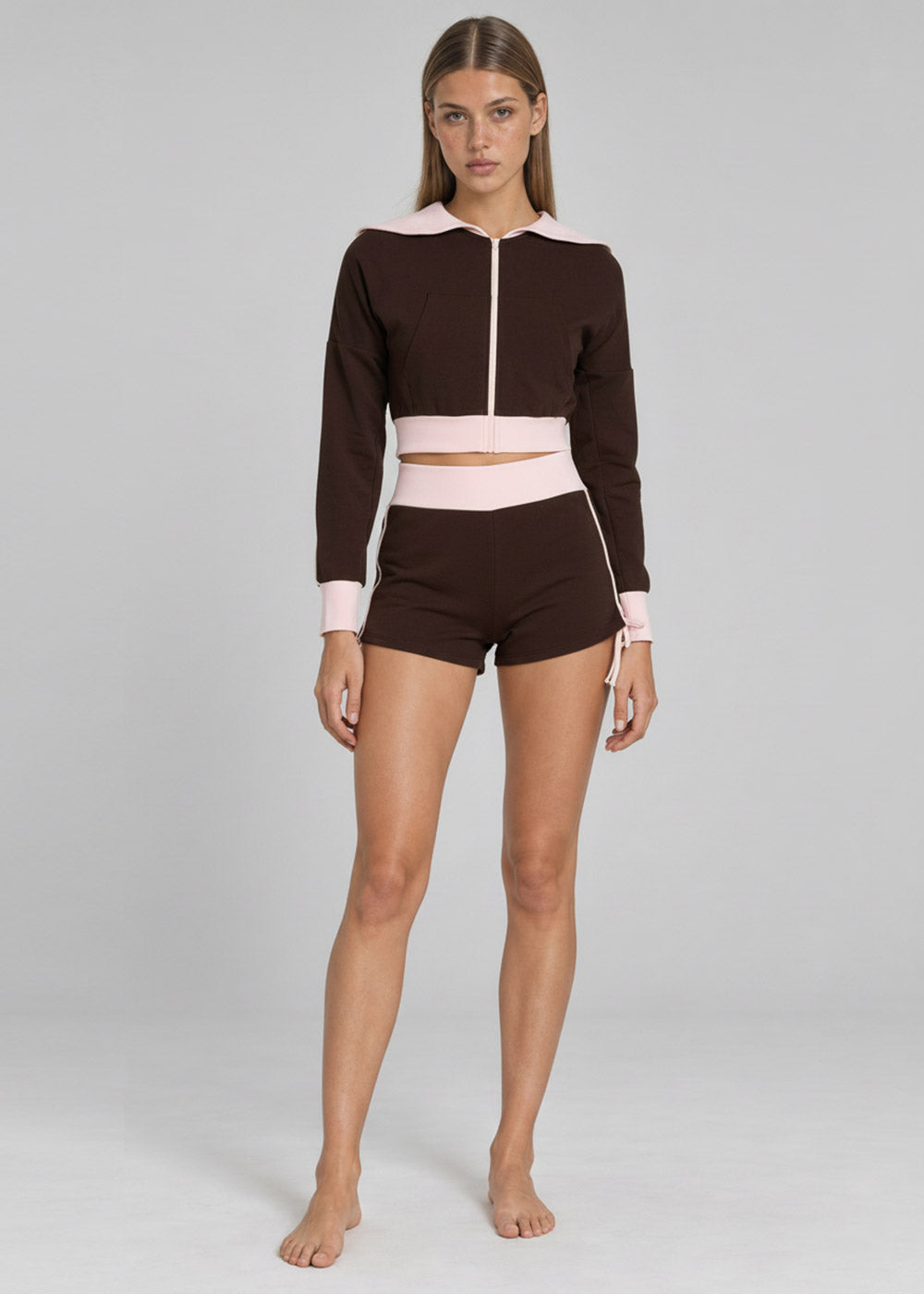 Women's Sailor Collar Cropped Zip-Up Jacket