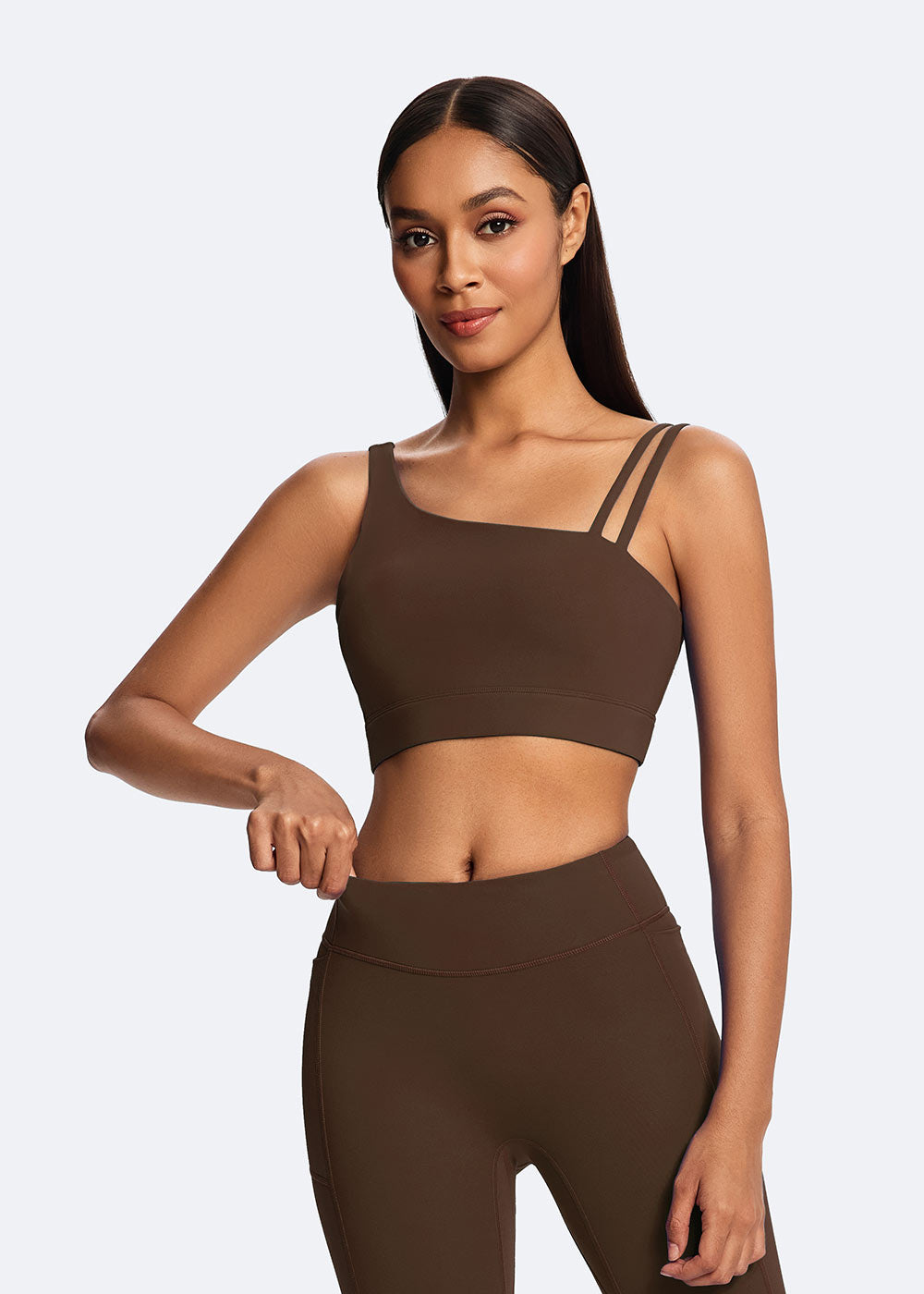 Asymmetric Strap Open-Back Sports Bra