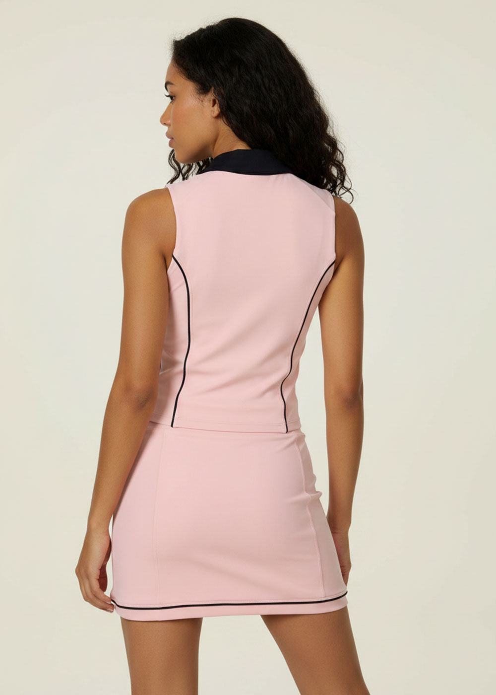 Color‑Block Polo Collar Sleeveless Tank Top