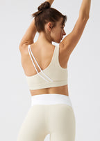Asymmetric Straps Ribbed Bra