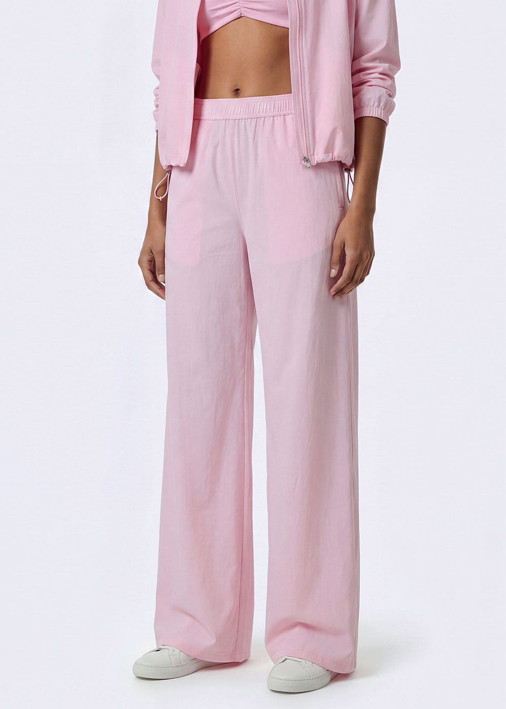 Lightweight Woven Elastic Waist Straight Leg Pants