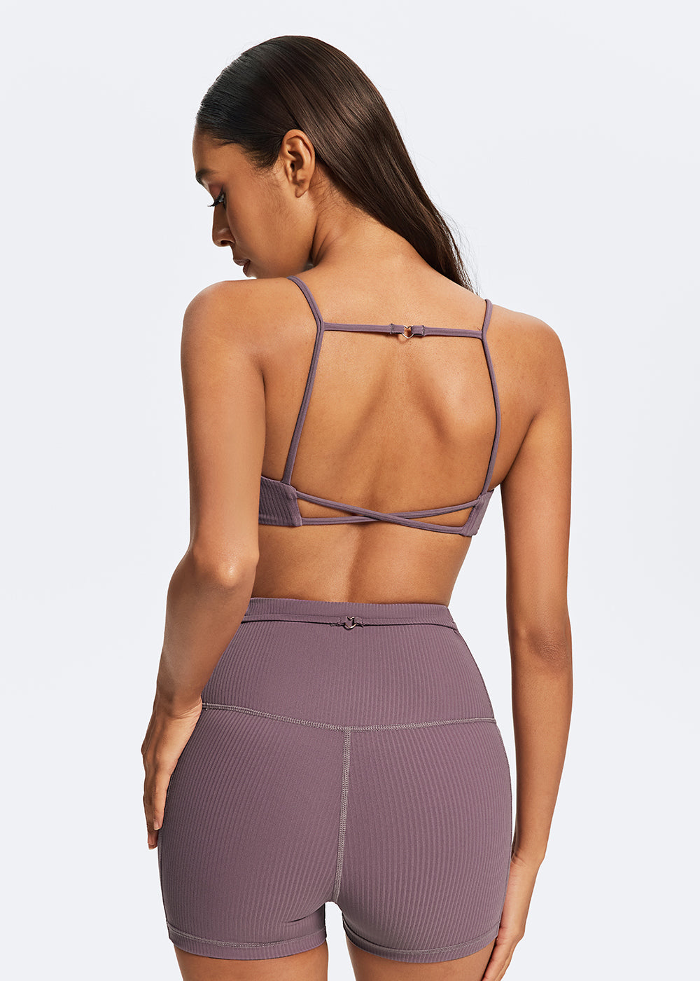 Ribbed Sports Bra with Heart Buckle - back1