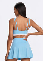 Contrast Color Double Strap Sports Bra - back