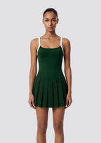 A Large U-neck Color-blocking Pleated Tennis Dress