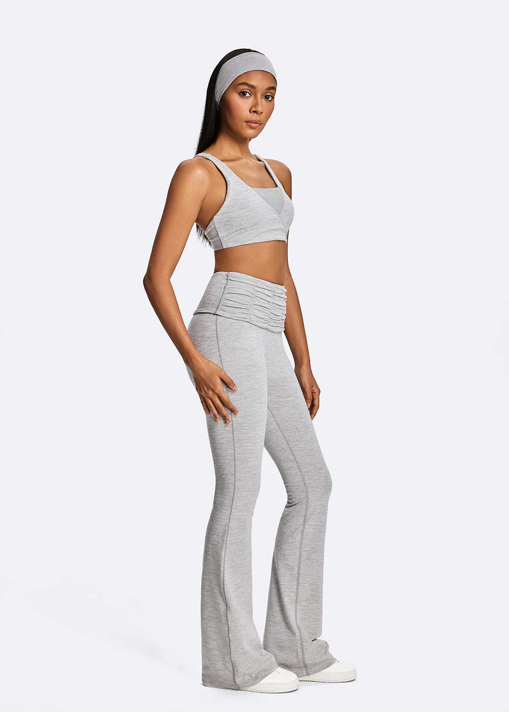 Grey Cross Front Layered Workout Bra
