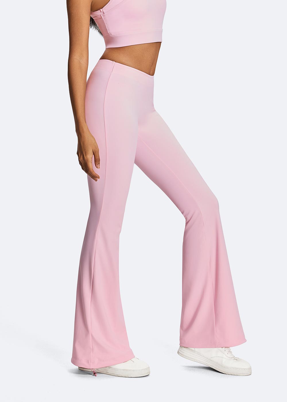 Women's Waist Flared Pants Pink waist close-up 1