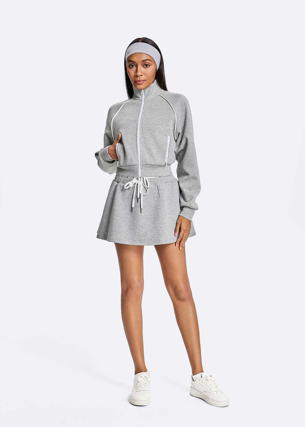 Cotton Blend Casual Drawstring A-Line Athletic Skort