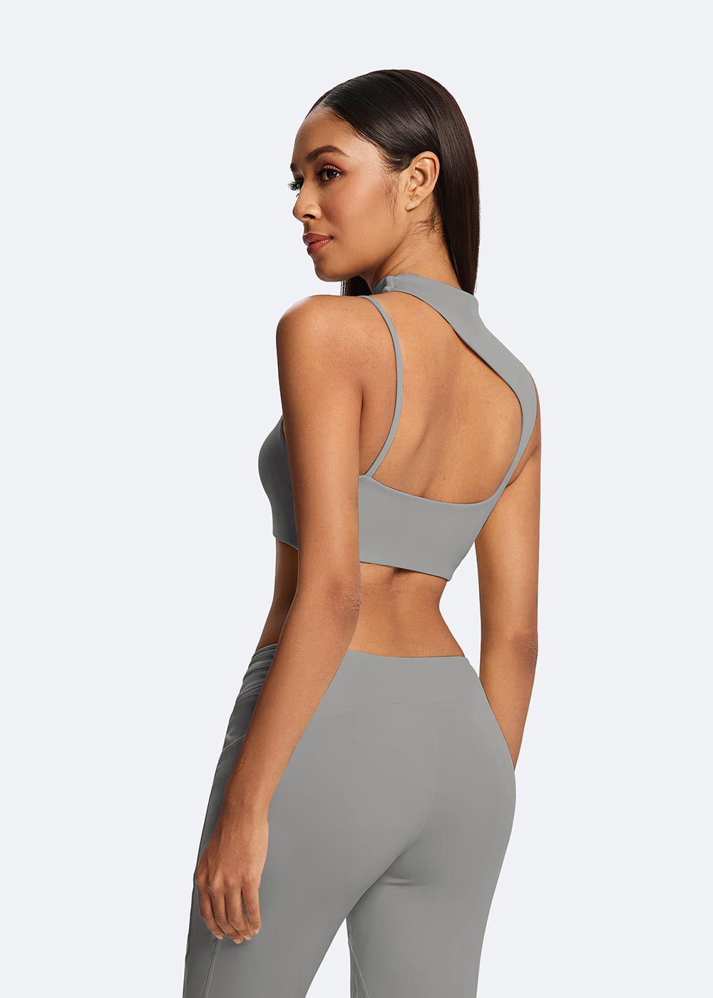 Asymmetrical High-Neck Cutout Sports Bra