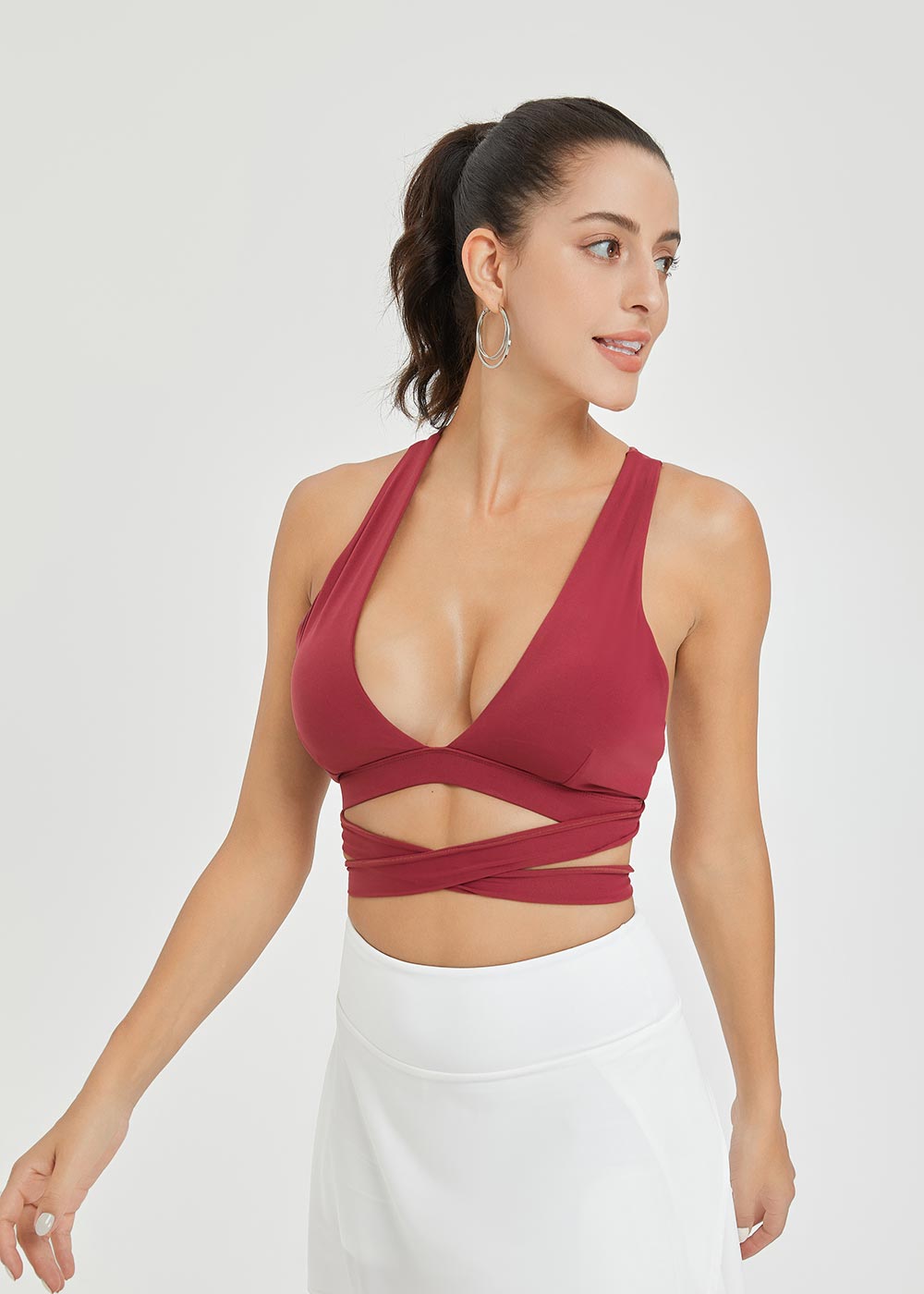 Halter Cross Wrap Sports Bra
