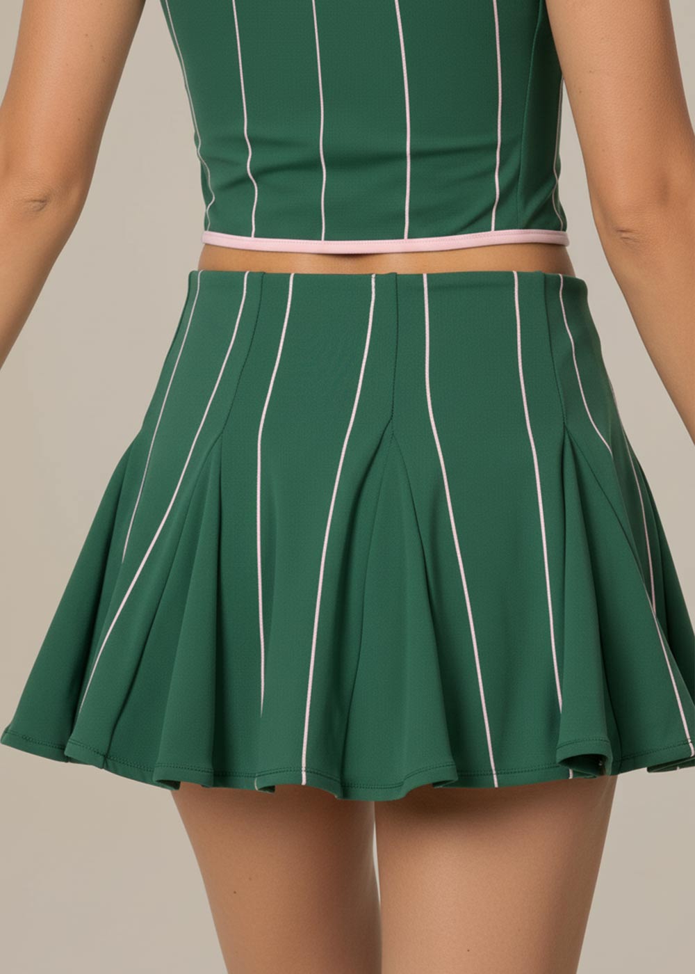 Contrast-Trim Pleated Tennis Skirt