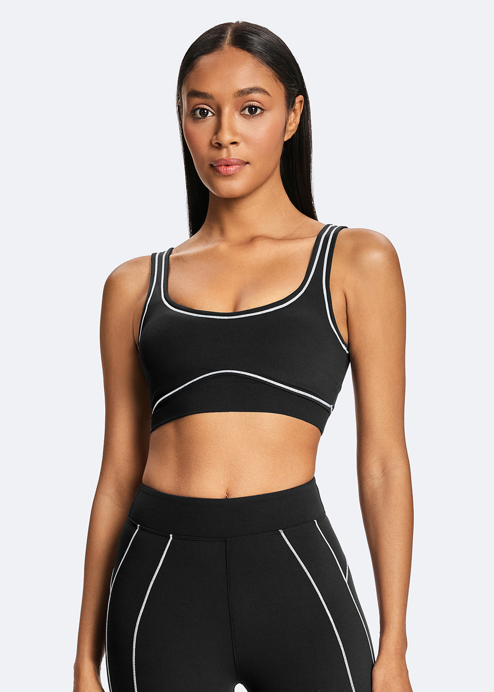 Contrast thread bodycon sports bra - front