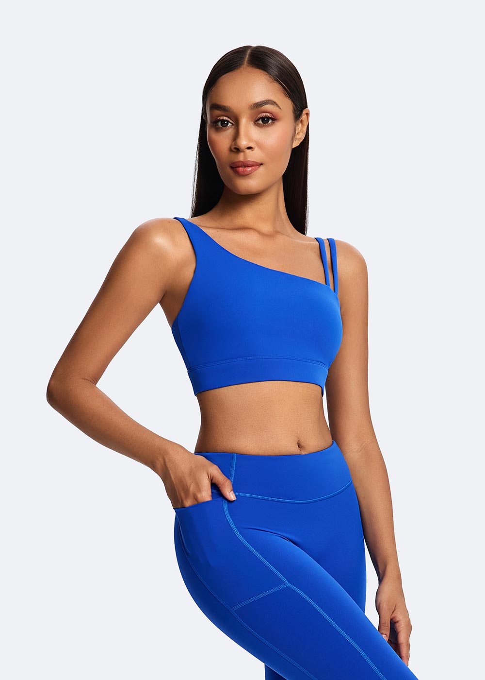 Asymmetric Strap Open-Back Sports Bra
