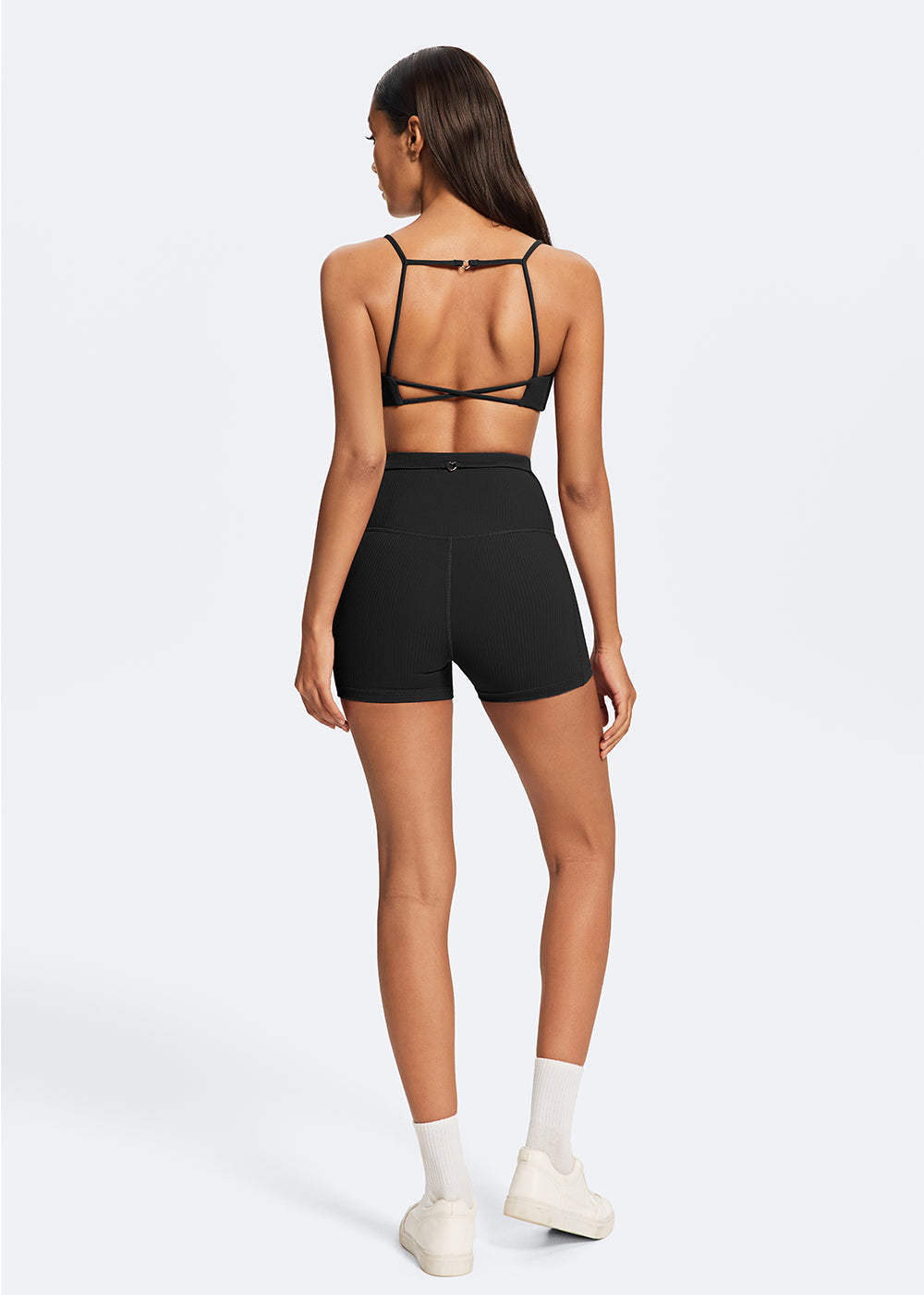 Ribbed Sports Bra with Heart Buckle - back