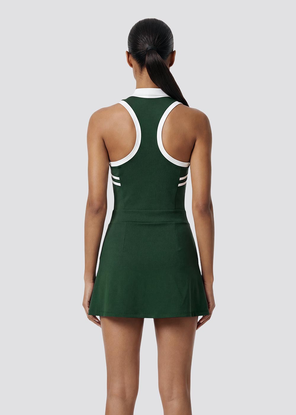 Front Middle Zipper Contrasting Color Tennis Dress