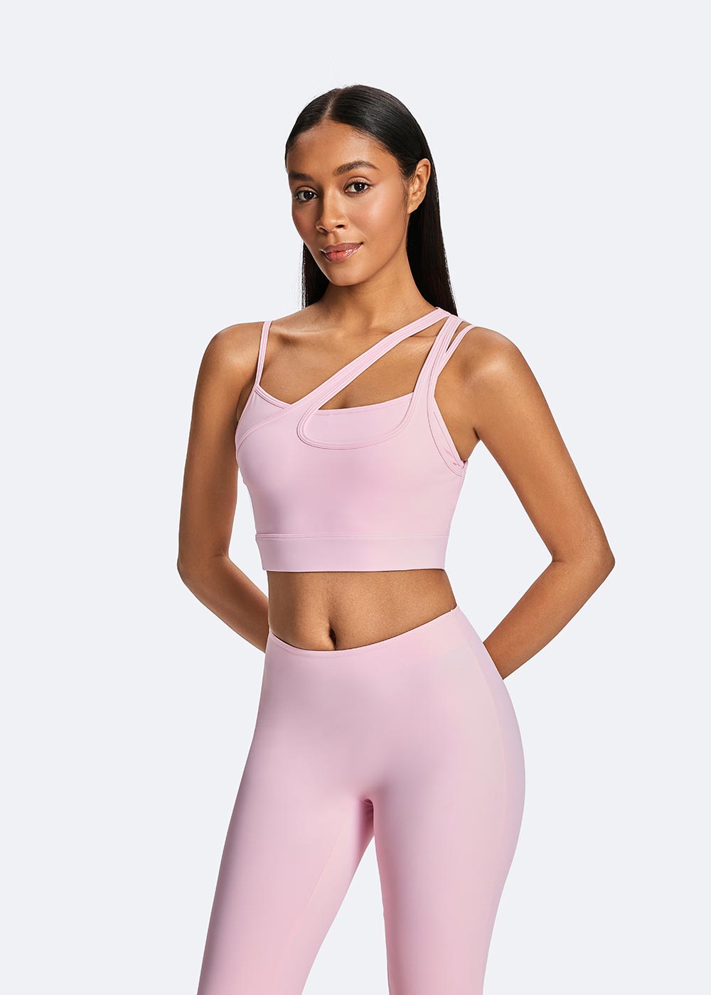 Women's Irregular Fake Two-piece Bra Pink close-up
