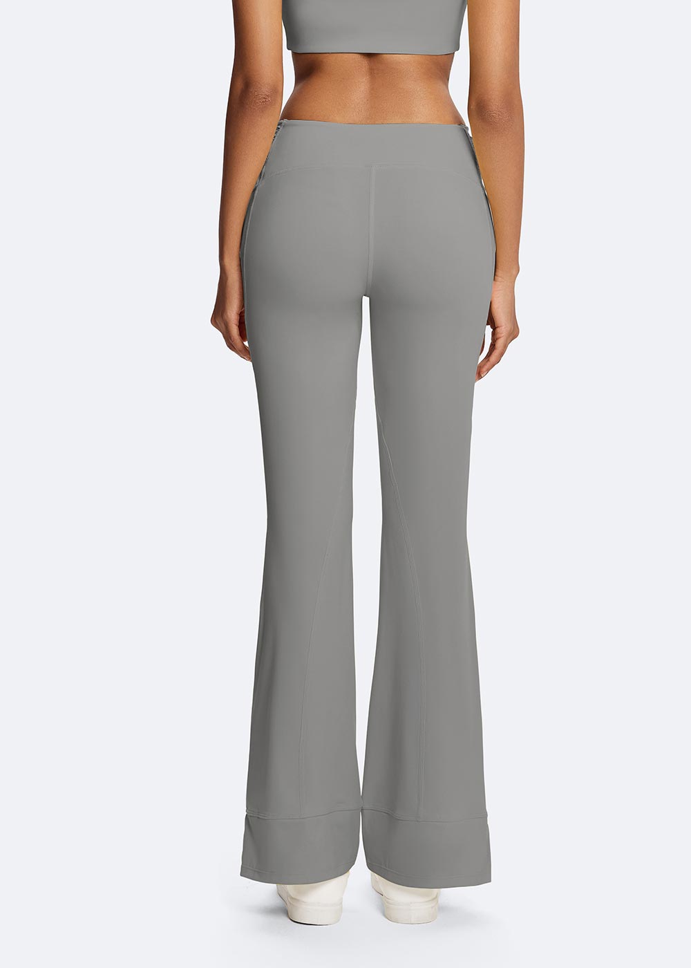 Linear-Accented Casual Flare Legging Gray