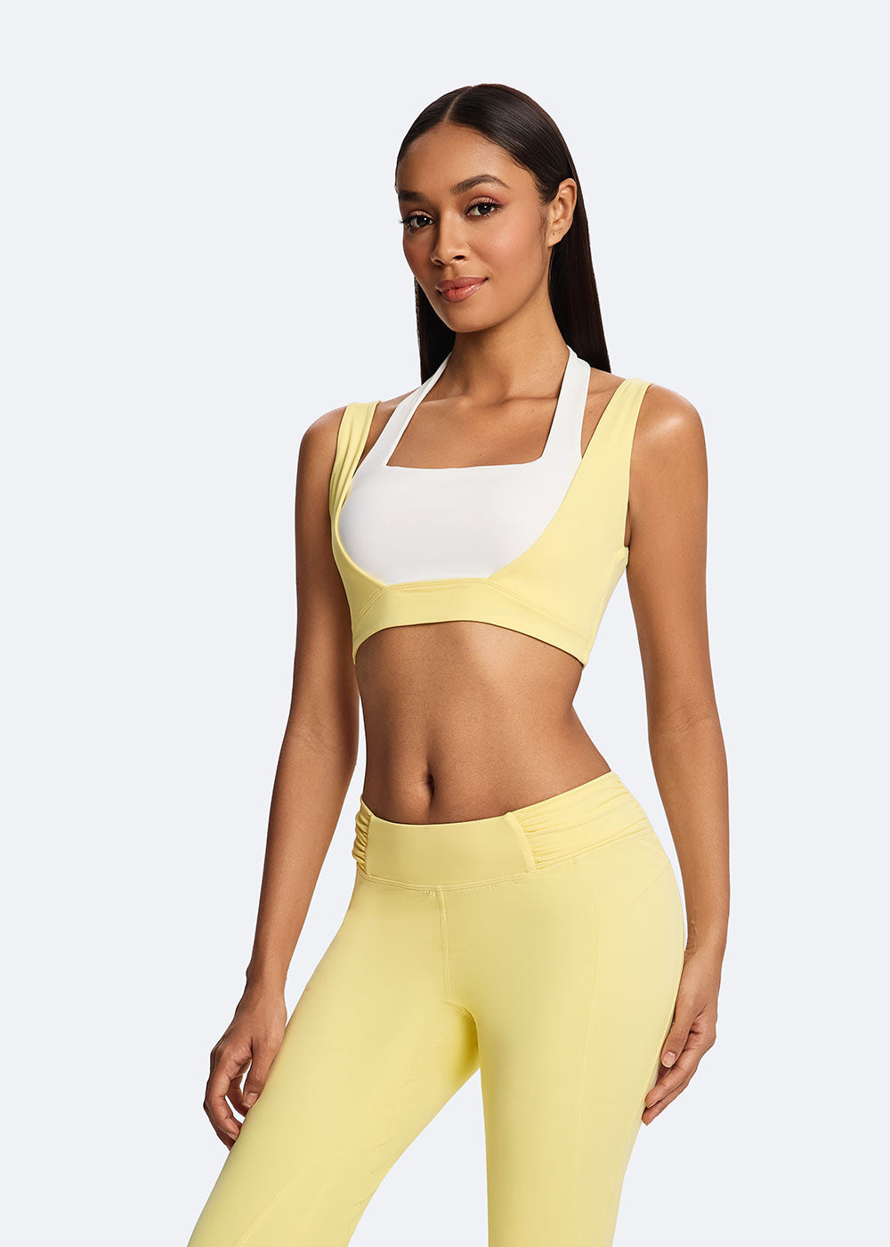 Women's Yellow Cloud Support Halter Sports Bras Front Display