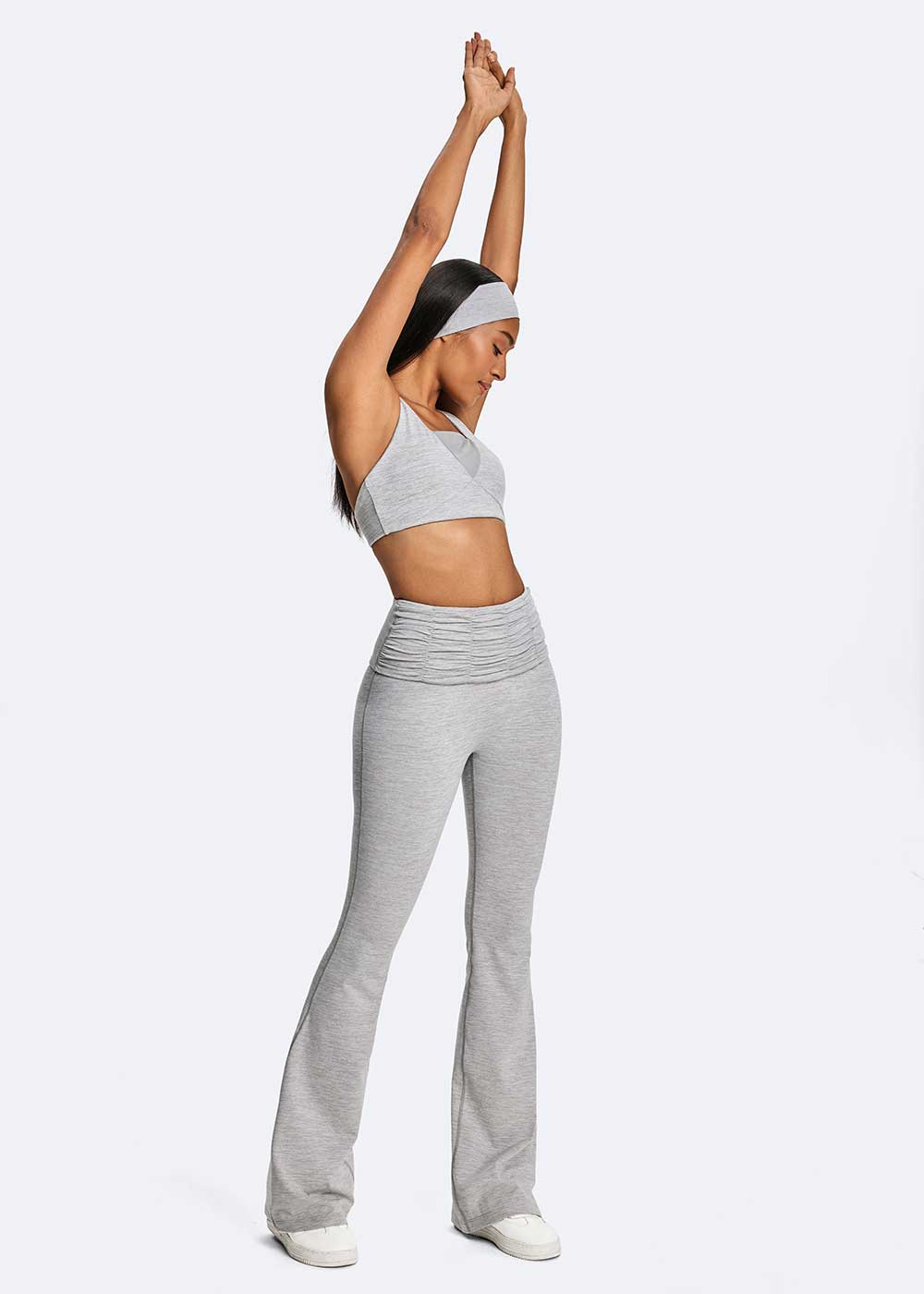 Elegant Pleats Fold Waist Flare Leg Pants