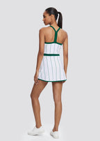 A classic tennis dress with contrasting color stripes