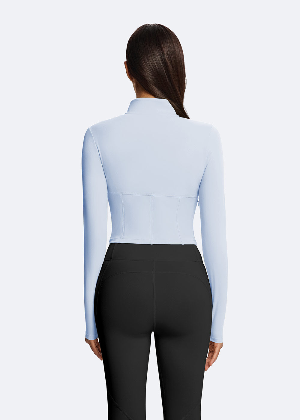 Cropped Zip-Up Mock Neck Sports Jacket