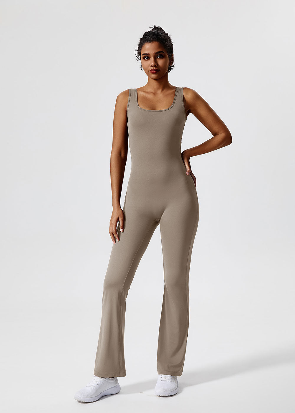 U-Neck Backless Flared Yoga Jumpsuit
