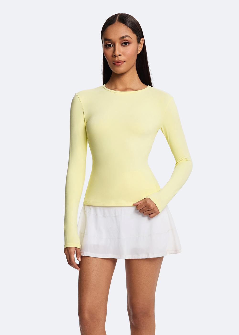 Cloud-Soft Yellow Skin-Friendly Long Sleeve front display 3