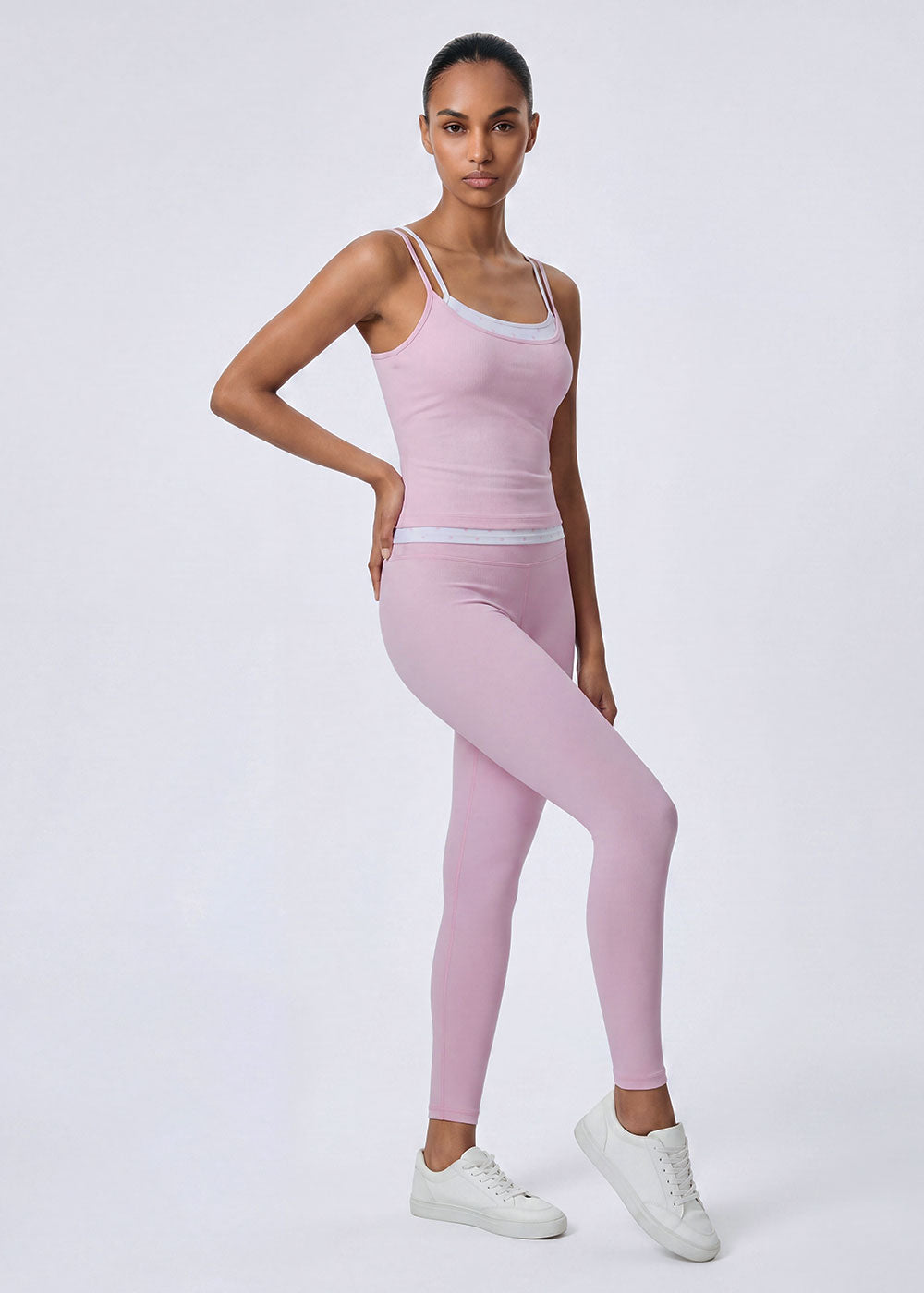 Fake Two-Piece Contrast Trim Cami Tank Top