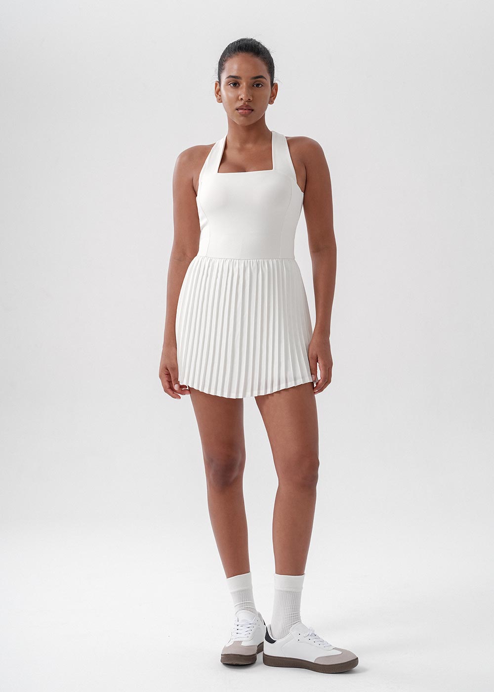 pleated tennis dress Halter Neck Pleated Tennis Dress – FLOWGLOWEAR