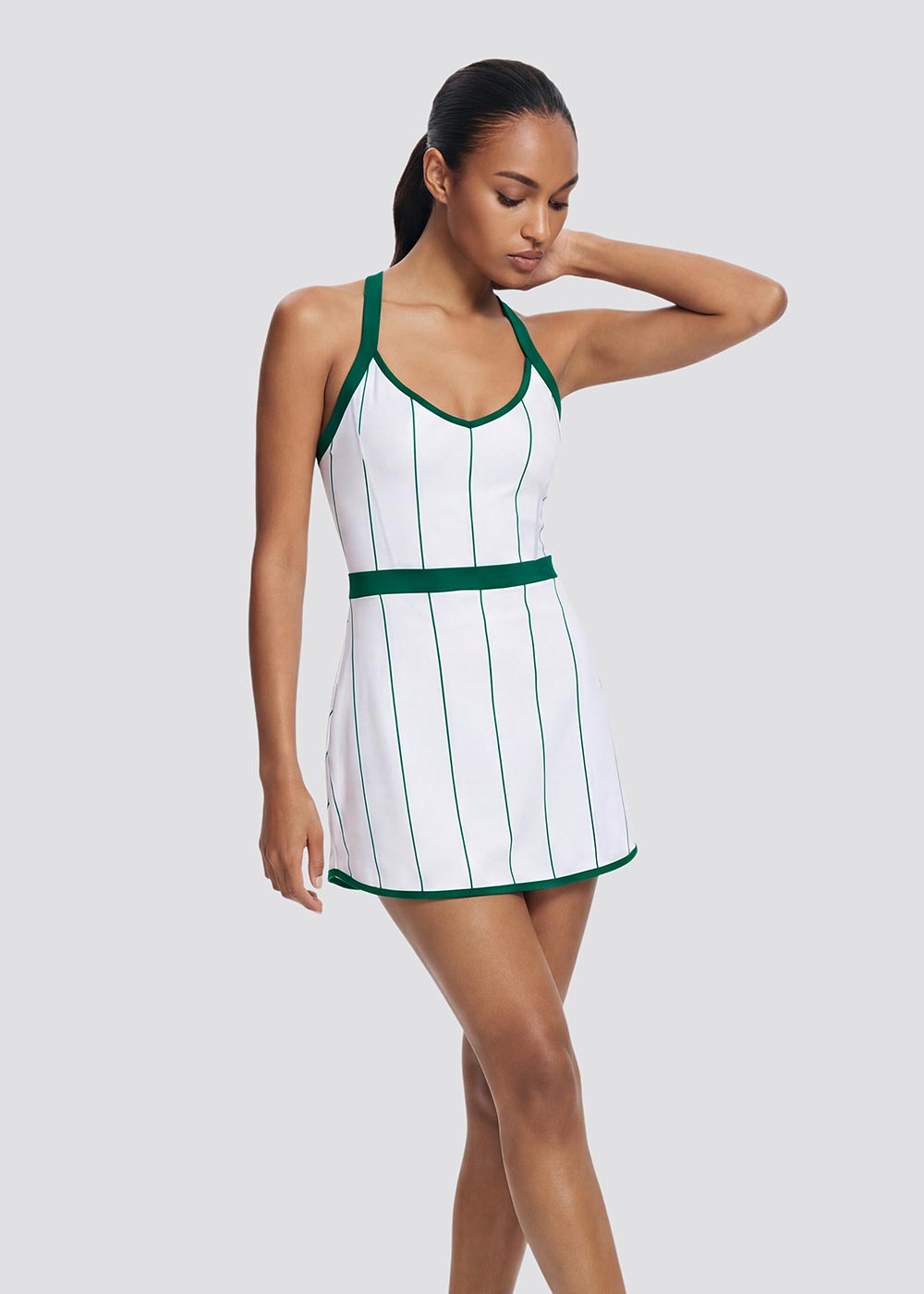 A classic tennis dress with contrasting color stripes – FLOWGLOWEAR