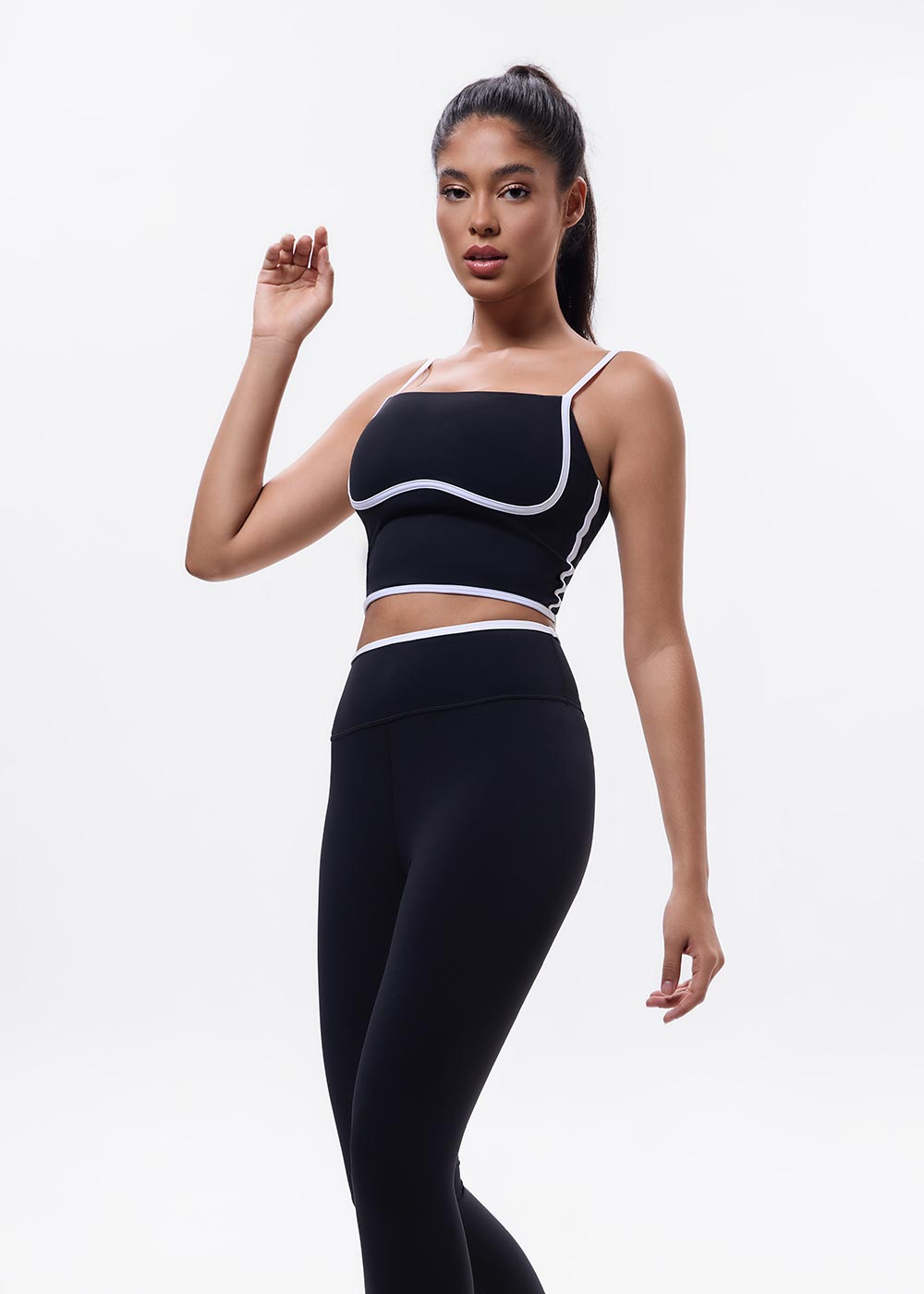 Color Contrast Square Collar Sports Bra