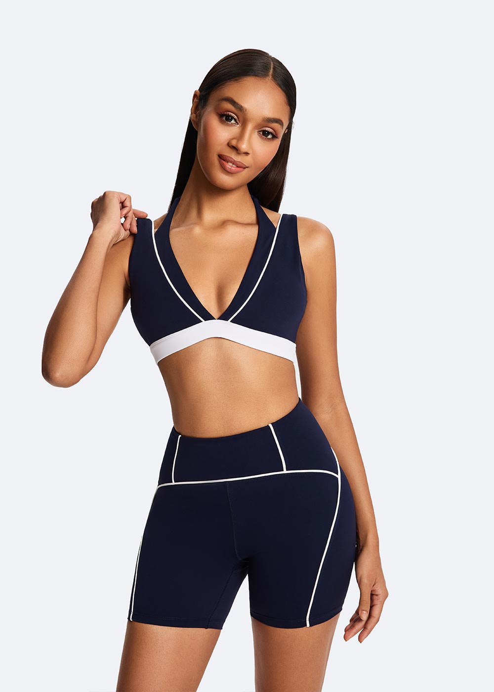 Eco-Friendly Color-Block Multi-Structure Sport Bra