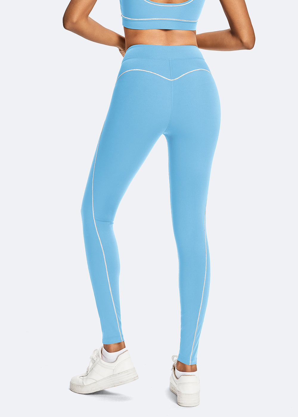 Contrast Stitching High Waist Yoga Leggings - back