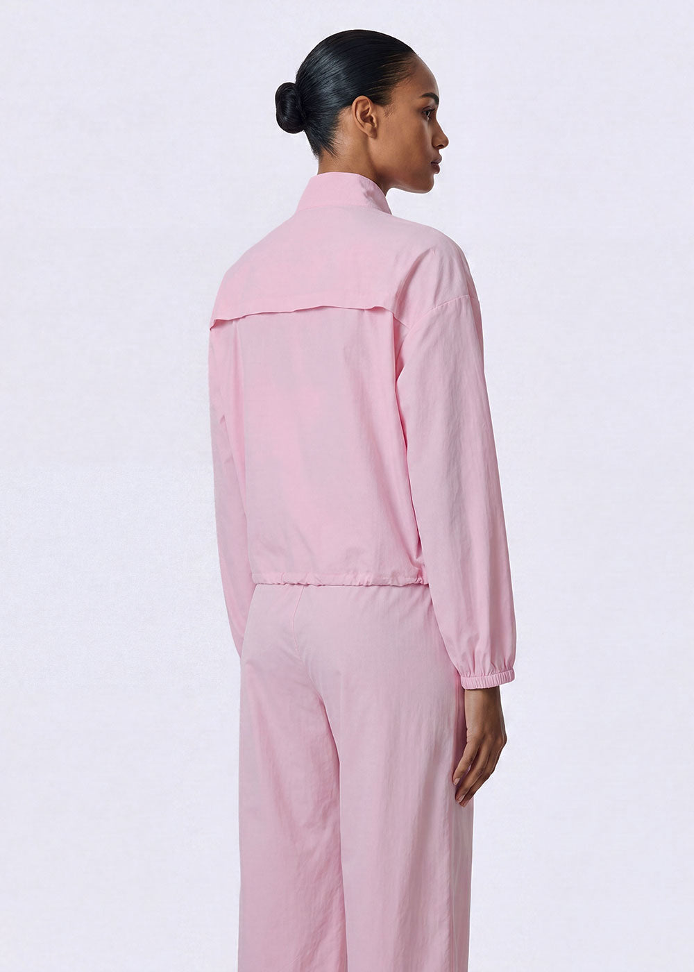 Lightweight Woven Stand Collar Loose Zip Jacket