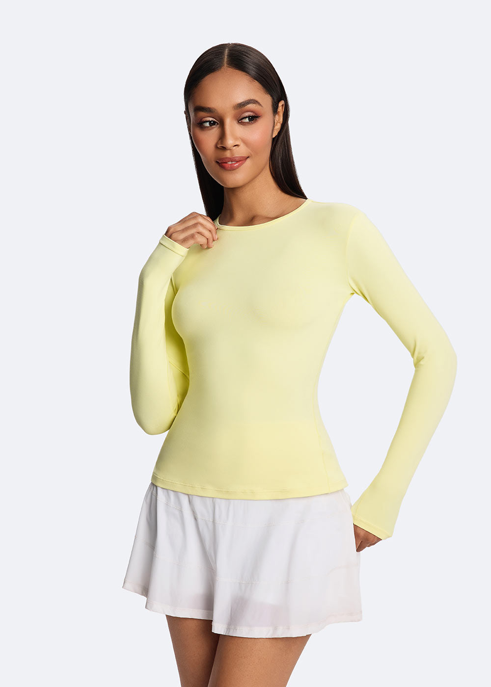 Cloud-Soft Yellow Skin-Friendly Long Sleeve front display 2