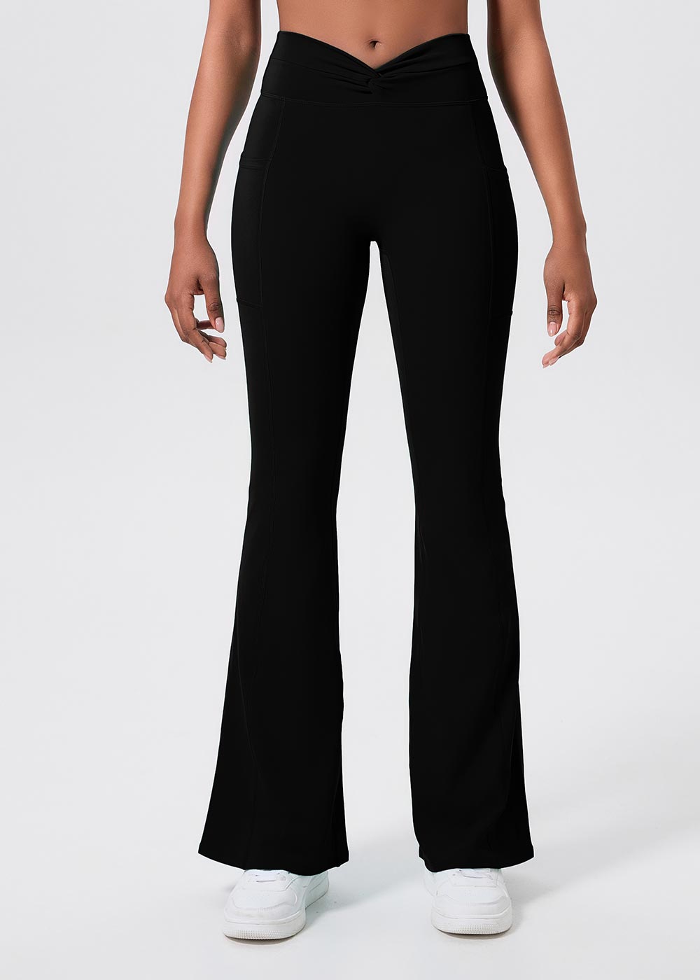 Twist-Waist Flare Leggings with Pockets
