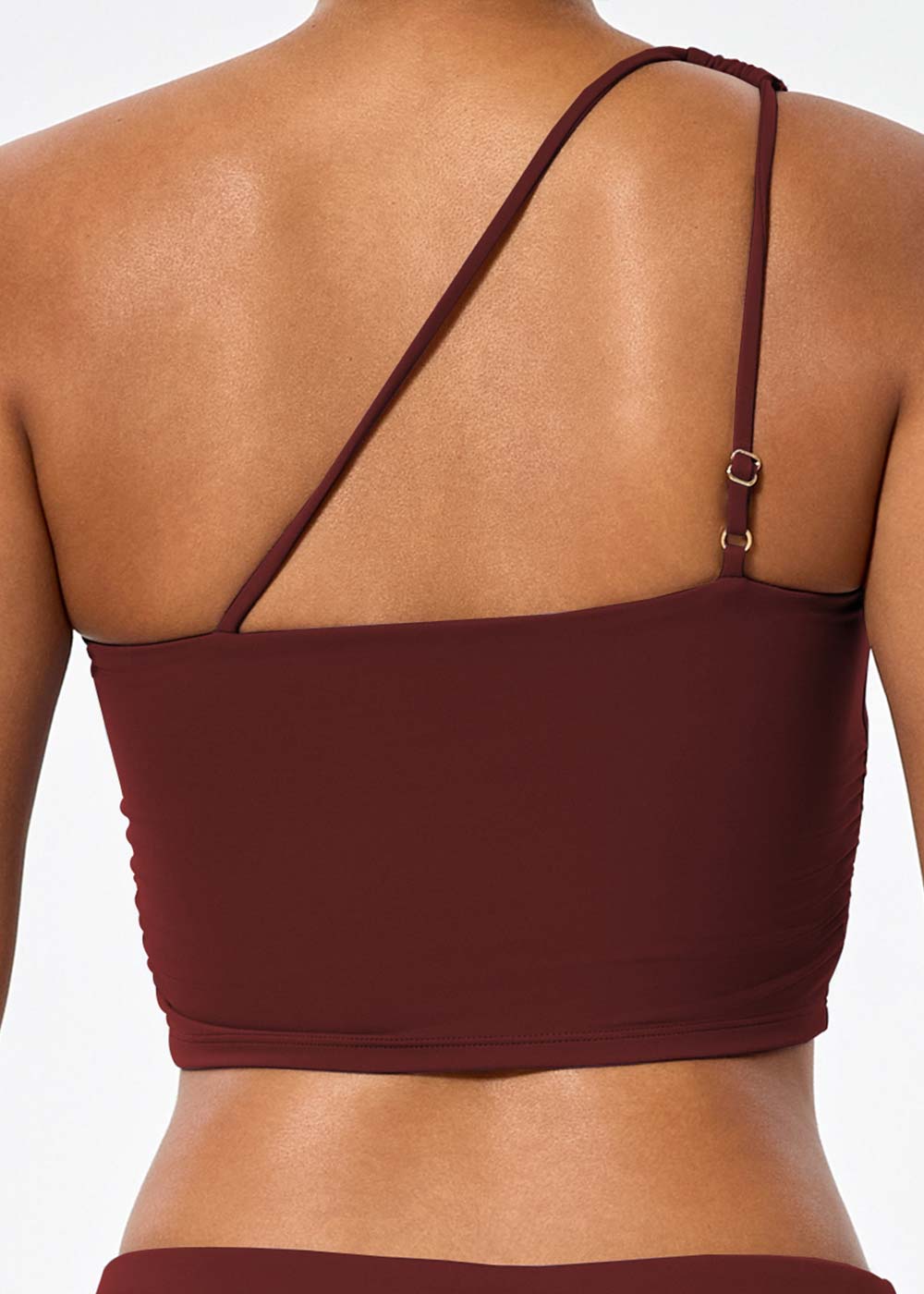One-Shoulder Ruched Sports Crop Top
