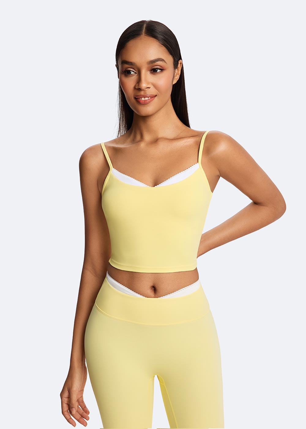 Lace Color-block Sports Bra Front Pose Close-up 3