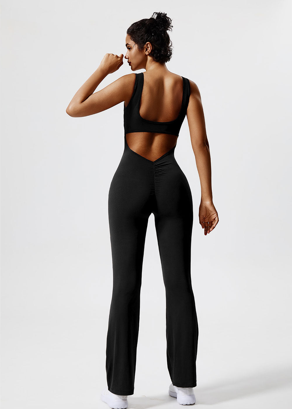 U-Neck Backless Flared Yoga Jumpsuit