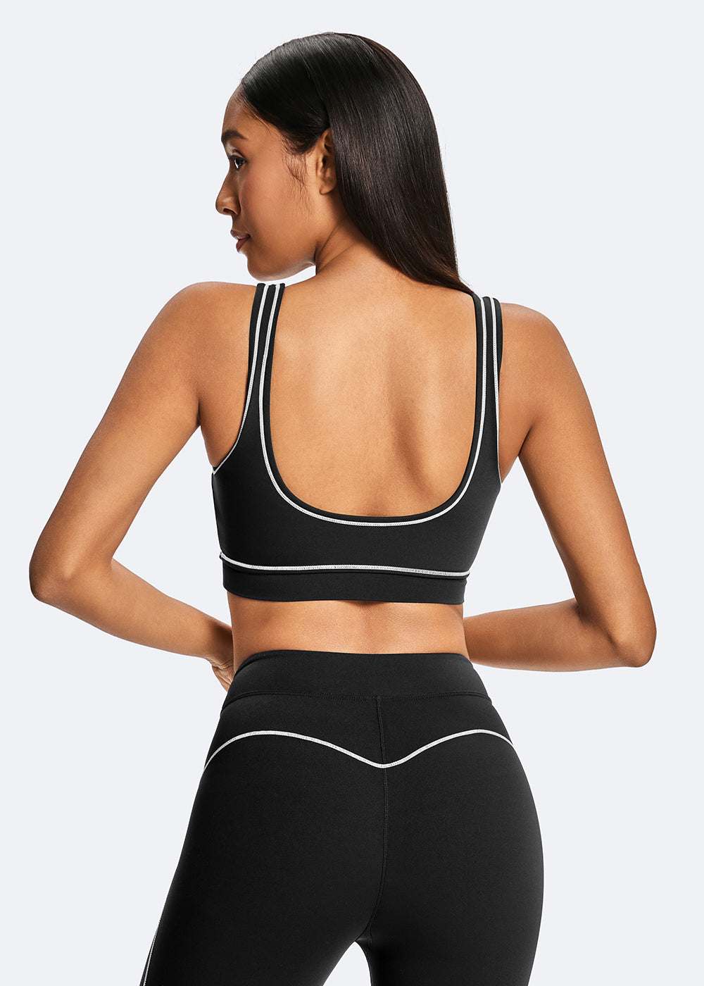 Contrast thread bodycon sports bra - back