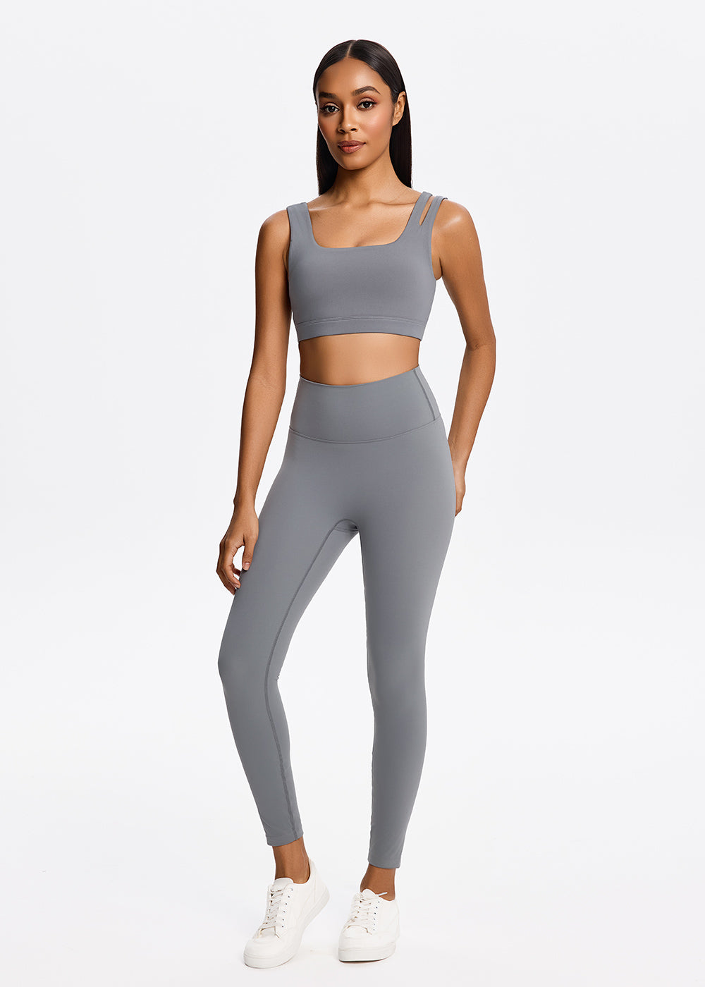 Square Neck Cutout Sports Bra - front1