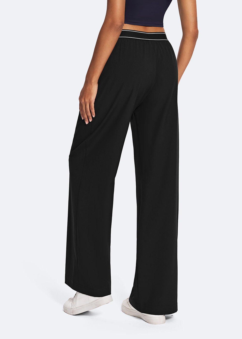 Wide-Leg Casual Pants with Elastic Waistband
