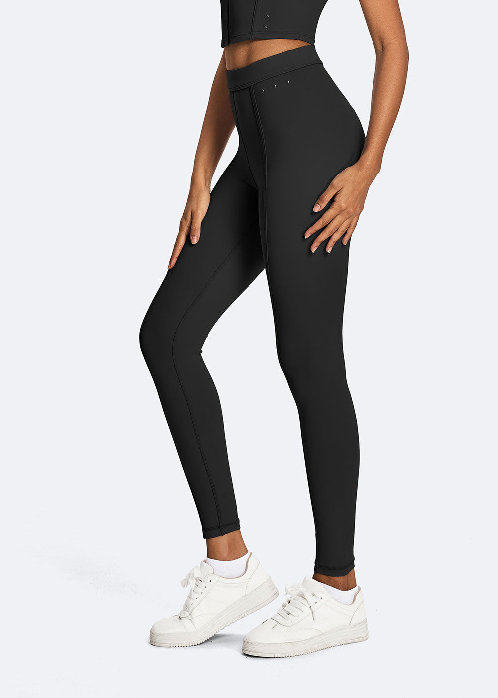 Rivet High-Waist Leggings with Seam