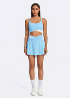 Contrast Color Tennis Skirt with Built-in Shorts - fullbody