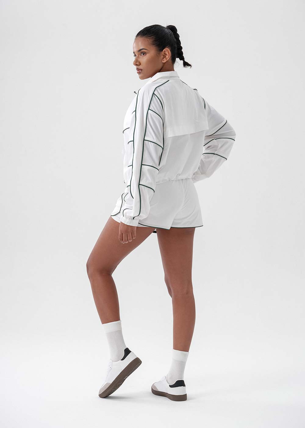 Contrast Piping Cropped Windbreaker
