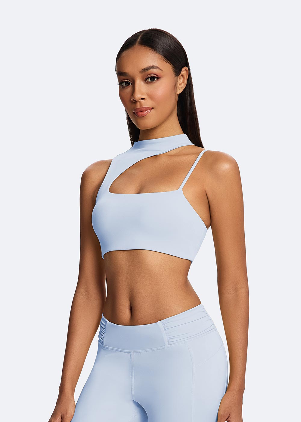 Asymmetrical High-Neck Cutout Sports Bra