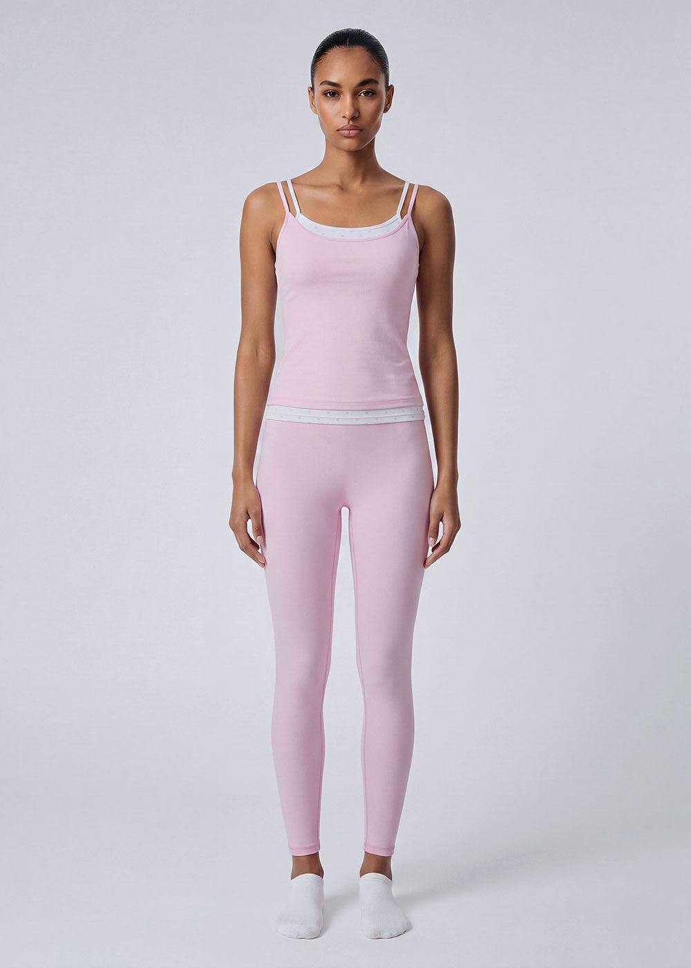 Fake Two-Piece Contrast Trim Cami Tank Top
