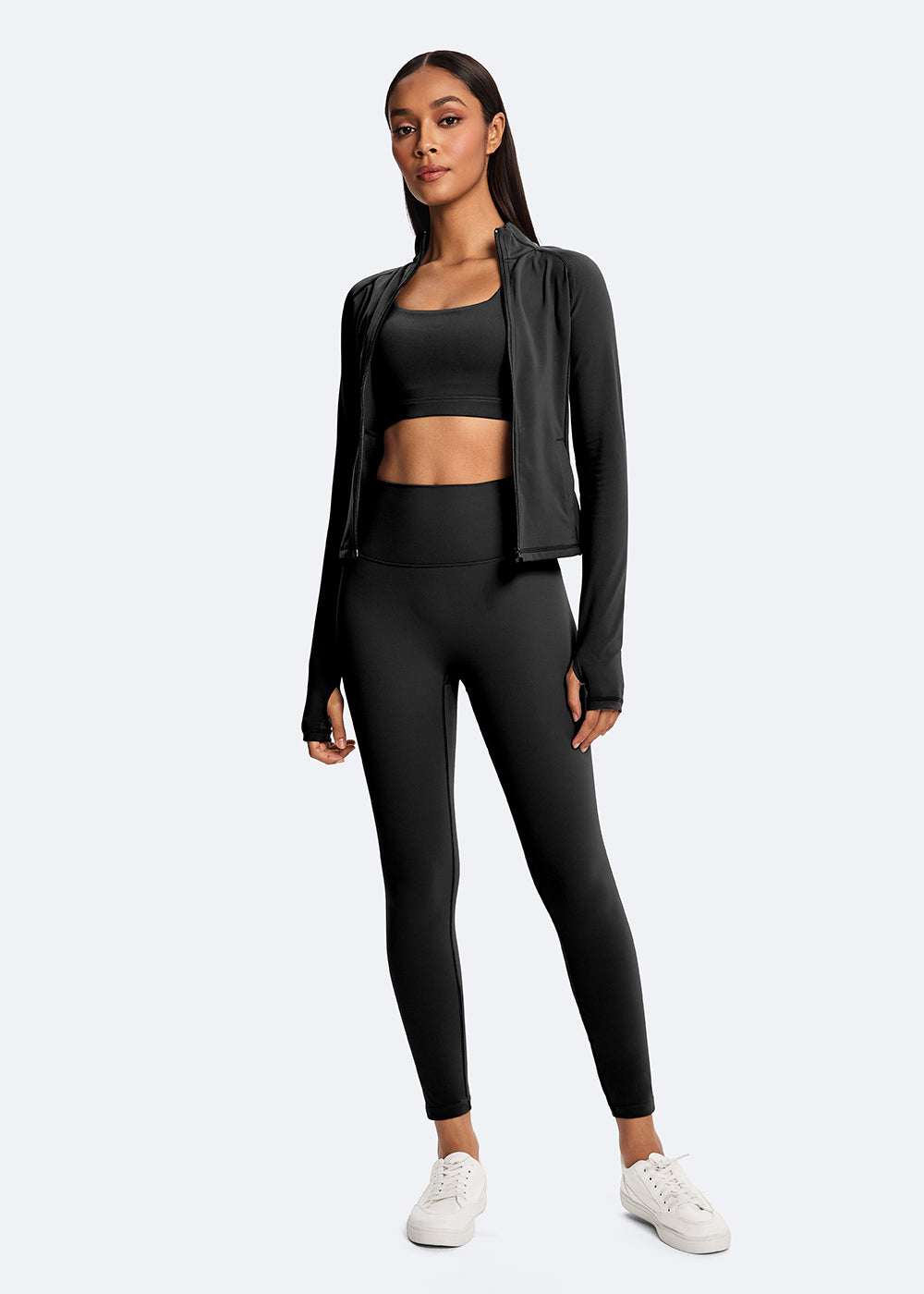 Square Neck Cutout Sports Bra - front