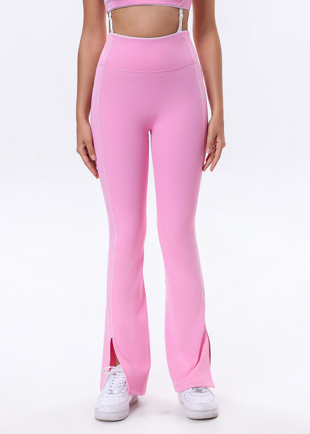 High-Waist Flared Leggings with Slit Hem